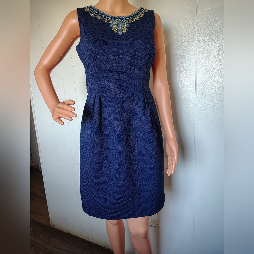Elen Tracy Navy Blue Sleeveless Dress Size 4P